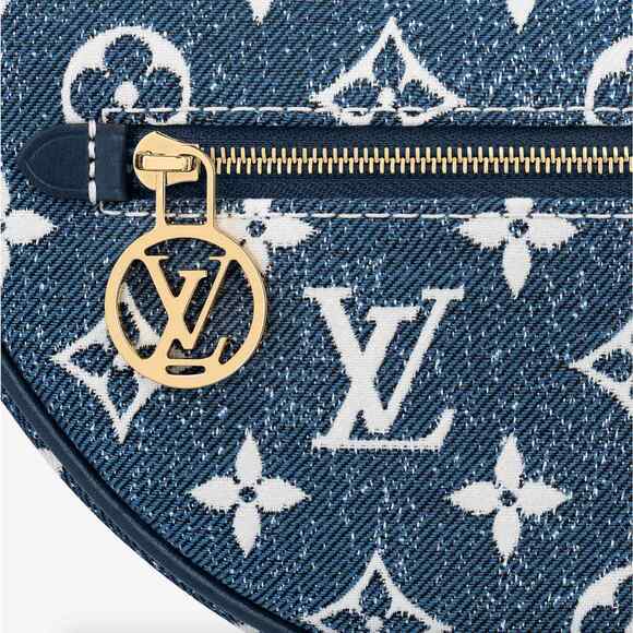 Louis Vuitton Loop Blue Denim Monogram Gold Chain Moon Crossbody Shoulder Bag - Picture 6 of 12